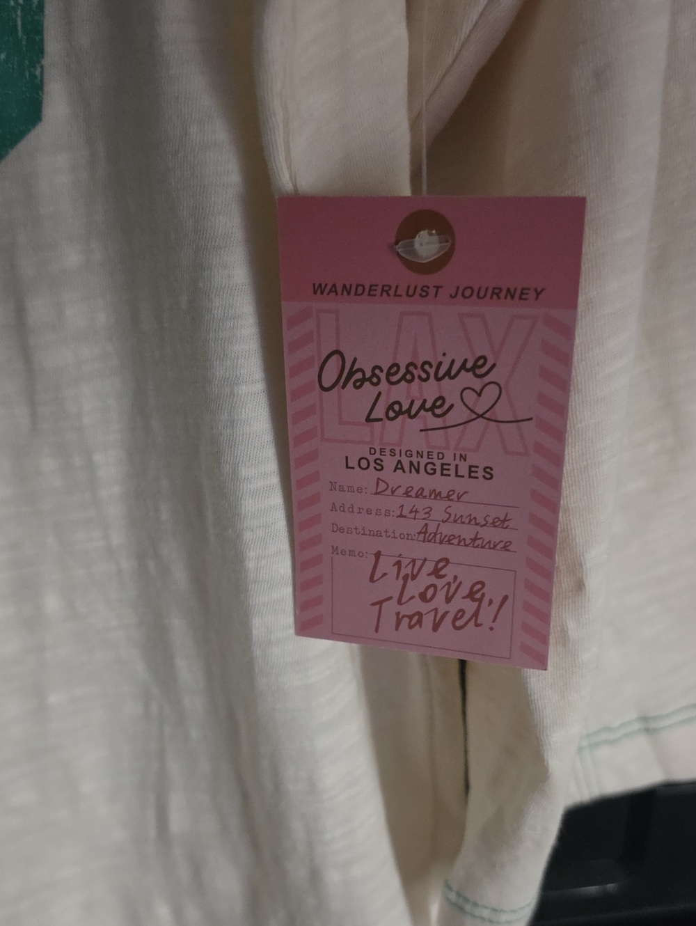 NWT, 3/4 SLEEVE SPORTY TEE WITH GRAPHIC # BY " OBSESSIVE LOVE" - Picture 4 of 13